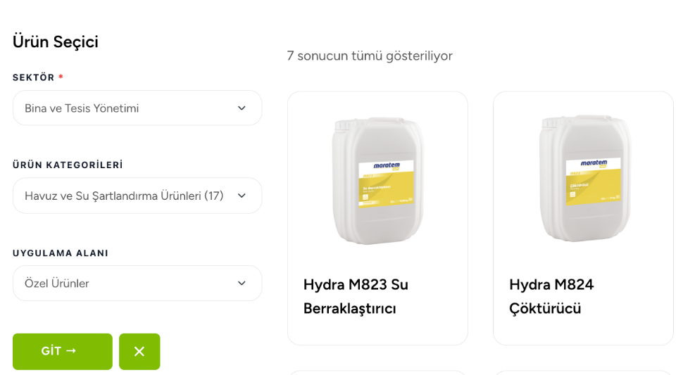 Maratem ürün filtreleme sistemi